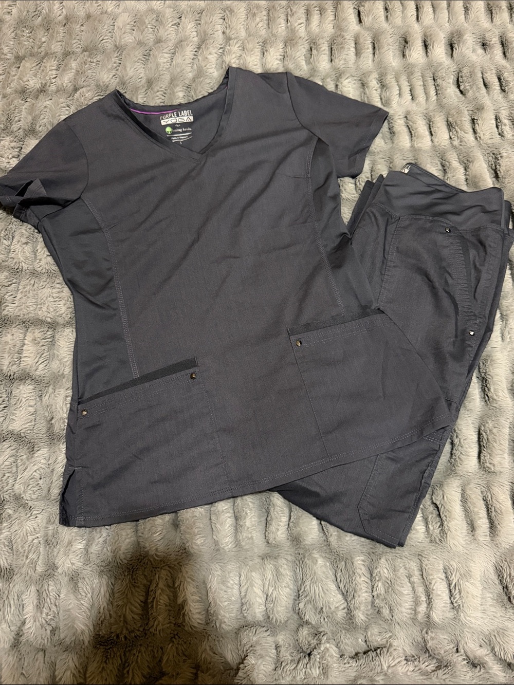 healing hands Women's Dark Gray Scrub Set